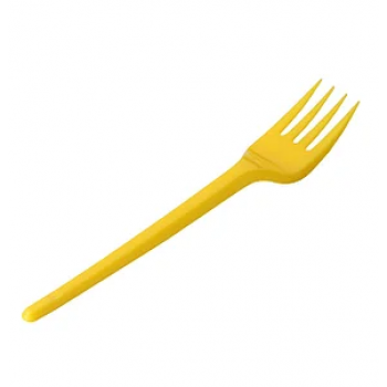 Вилка пластиковая 16,5см желтая 100 шт/уп z98