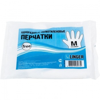 НЕ ВБИВАТЬ! Перчатки одноразовые, ПНД, M, 0,6 г, 100 шт./100 уп. z68 (JL)