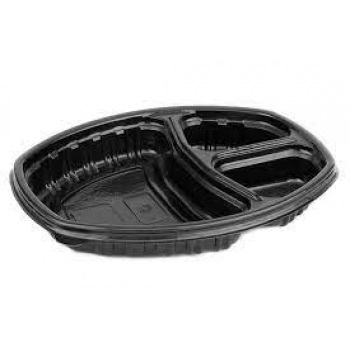 Контейнер Ланч-бокс К-257-3 257*202*37мм черный 30/300 ТП z135