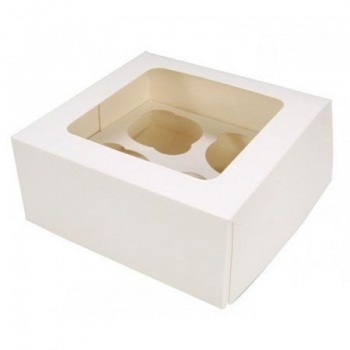 (штучно) Короб картонный под 4 капкейка с Окном 160*160*100 мм (100шт/кор) z61