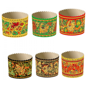 PRE7085XO Форма бумажная для кулича ХОХЛОМА d70*h85мм 120/2400 z55