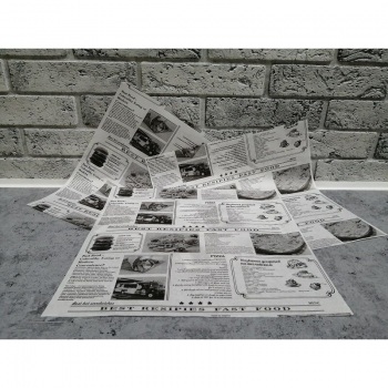 Обертка бумажная 350*380 с печатью (газета) 1000/5000 МКС z84