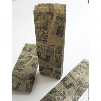 Пакет бумажный 300*90*40 с печатью (газета) МКС 100/1400  z76