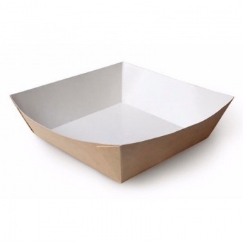 Лоток из картона Крафт 110*110*40 (барьерный лак) 50/600 (VD) z108