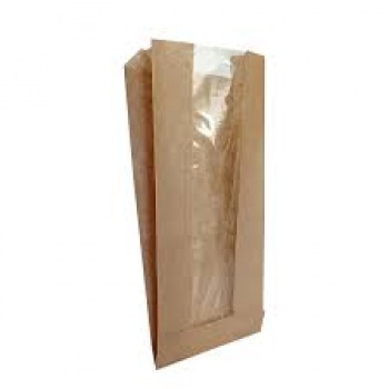 Пакет бумажный 330*200*90 крафт б/п, с окном 95мм 100/2000 МКС z84