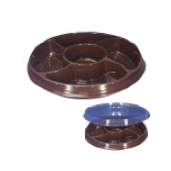 Менажница секционная коричневая ТР-260 Дк+К  d26 см 5 секций с крышкой 25/100 z123