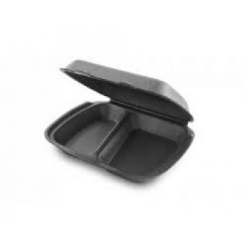 Лоток ЛСП 2 секции 24206-2 Черный ВПС 247*208*63, (Sb) 130шт/уп (ланч-бокс С-2) z148