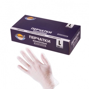 Перчатки виниловые неопудренные "L" ПРОЗРАЧНЫЕ (JL) (100шт/10уп) z68