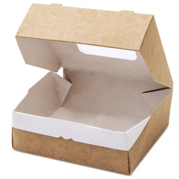 Упаковка крафт/ламин 10,0х8,0х3,5см 300мл с окном FoodToGo100/300 z79